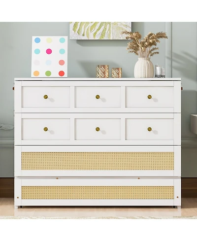 Streamdale Furniture Full Murphy Bed with Large Drawers, Gray