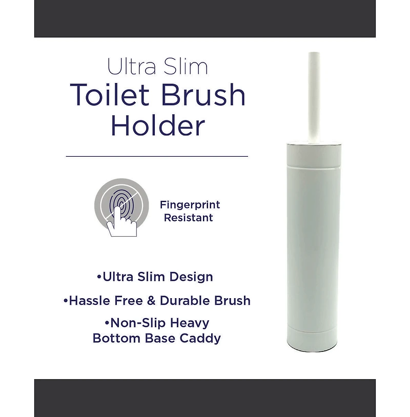 Cameo Slim Design, Stainless-Steel Holder, Fingerprint-Proof, Rust Resistant Toilet Bowl Cleaning Brush
