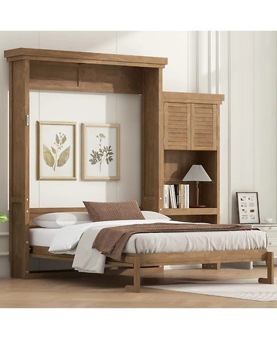 Streamdale Furniture Queen Murphy Bed with Storage & Louvered Detail