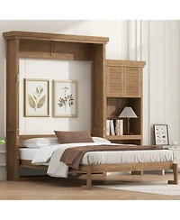 Streamdale Furniture Queen Murphy Bed with Storage & Louvered Detail