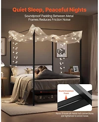 Slickblue Four Poster Metal Canopy Bed Frame for Modern Bedroom