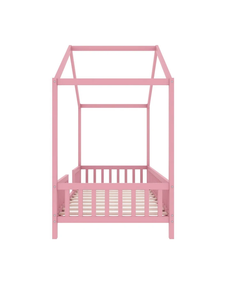 Streamdale Furniture Streamdale Montessori Floor Bed with Canopy, Twin Bed Frame for Kids