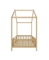 Streamdale Furniture Montessori Floor Bed with Canopy, Twin Frame for Kids