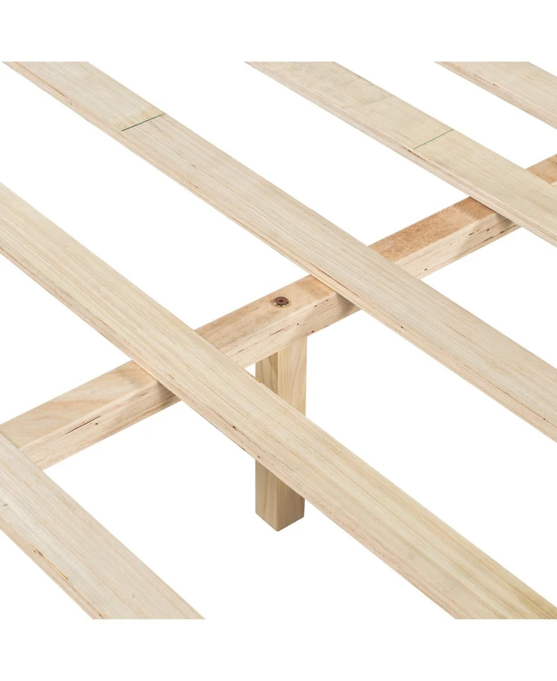 Streamdale Furniture Premium Pine Wood Queen Bed Frame with Headboard, Mid Century Modern