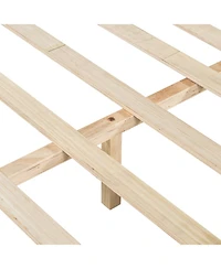 Streamdale Furniture Premium Pine Wood Queen Bed Frame with Headboard, Mid Century Modern