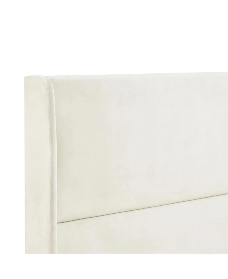 Streamdale Furniture Rozitta Beige Velvet Wingback Platform Bed, Queen