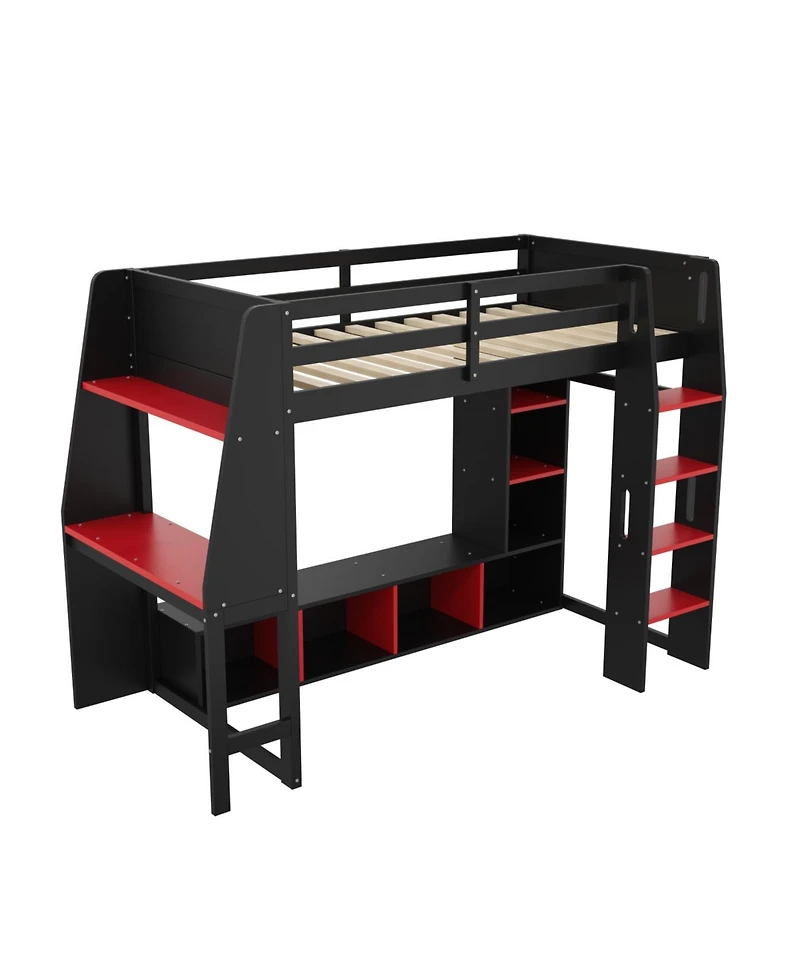 Streamdale Furniture Streamdale Twin Gaming Loft Bed with Desk & Storage