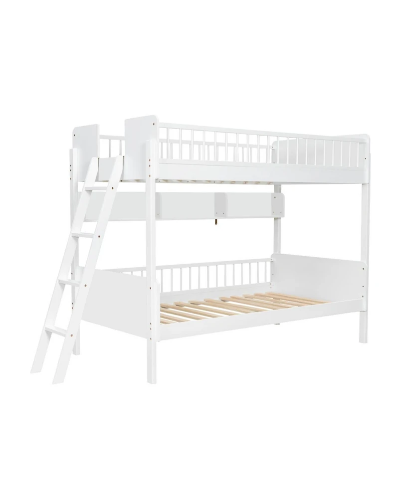Streamdale Furniture Streamdale Twin Size Wooden Bunk Bed with 3 Storage Shelves, White