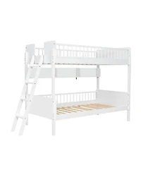 Streamdale Furniture Streamdale Twin Size Wooden Bunk Bed with 3 Storage Shelves, White