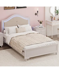 Streamdale Furniture Modern Queen Wood Bed with Led Headboard, No Box Spring