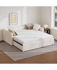 Streamdale Furniture Twin Upholstered Daybed with Trundle, Extendable to King