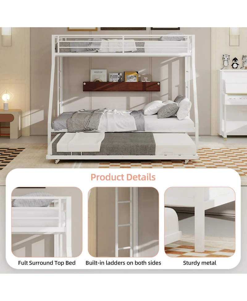 Streamdale Furniture Streamdale High-Stability Queen Bunk Bed with Ladder & Trundle