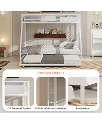 Streamdale Furniture Streamdale High-Stability Queen Bunk Bed with Ladder & Trundle