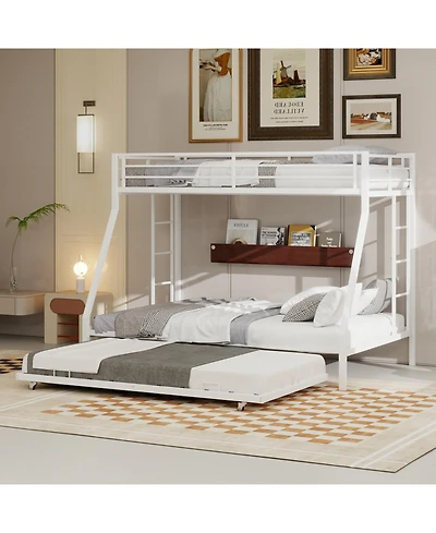 Streamdale Furniture Streamdale High-Stability Queen Bunk Bed with Ladder & Trundle