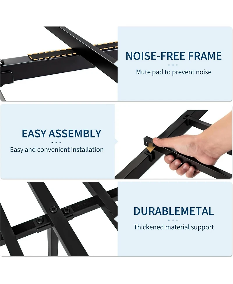 gaomon Metal Platform Bed Frame with Victorian Iron-Art Headboard & Footboard, Steel Slat Mattress Support, Storage-Friendly, No Box Spring Needed