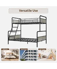 Gaomon Bunk Bed Twin Over Full Size with High Guardrail and Ladder,Twin Size Convertible Metal Bunk Beds for Kids/Teens/Adults,Easy Assembly