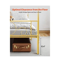 Slickblue Canopy Bed with Metal Frame, Headboard, and Four Posters