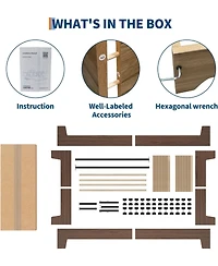 gaomon Twin Xl Platform Bed Frame with Underbed Storage 10.24" Clearance Wood & Metal Slats No Headboard Walnut