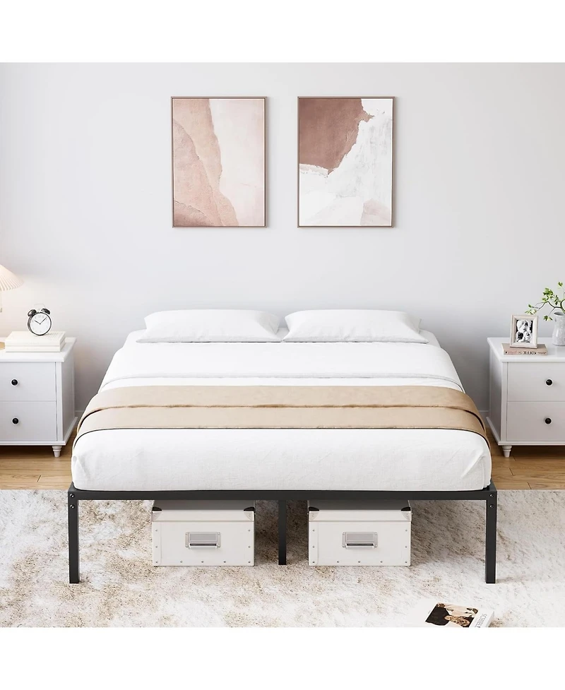 gaomon Easy Assembly 8 Inch Twin Size Metal Platform Bed Frame Noise Free Mattress Foundation Space Saving, for Living Room, Guest Room