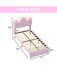 gaomon Twin Bed Frames Lamb Velvet Twin Beds Cute Platform Bed Frame for Girls, Boys,Sturdy Platform Bed
