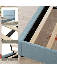 gaomon Bed Frame Velvet Upholstered Headboard Low Profile Platform Bed, Twin