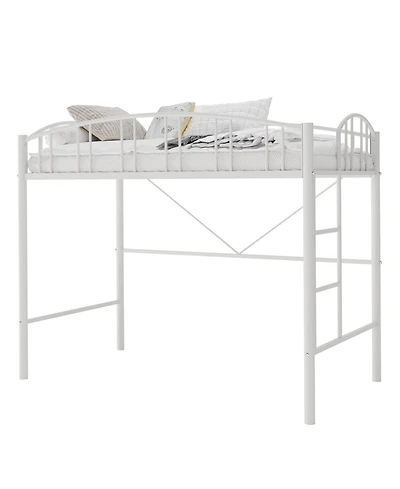gaomon Loft Bed Twin Size, Heavy Duty Metal Loft Bed Frame with Arched Guardrail and Safety Ladder