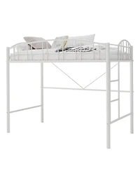 gaomon Loft Bed Twin Size, Heavy Duty Metal Loft Bed Frame with Arched Guardrail and Safety Ladder