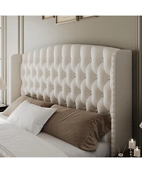 gaomon 51" Tall Queen Size Bed Frame with Deep Button Tufted Wingback Headboard and Footboard