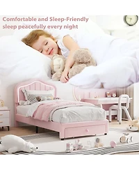 gaomon Twin Upholstered Bed Frame with Storage Drawer and Smart Led Headboard, Twin Size Platform Bed Frames for Kids