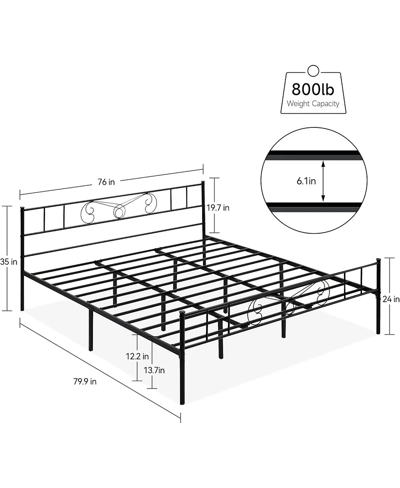 gaomon Heavy-Duty Steel Slat Metal Bed Frame with Headboard and Footboard – Platform