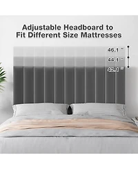 gaomon Queen Velvet Adjustable Platform Bed with Headboard, Strong Wooden Slats, Noise-Free, Easy Assembly, No Box Spring Needed