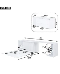 Boyel Living Versatile Queen Size Murphy Bed with Rotable Desk