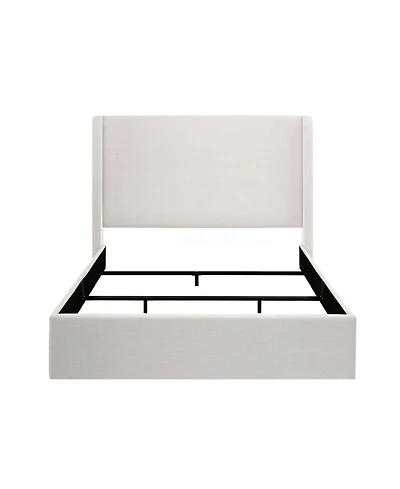 Streamdale Caron Textured Ivory Canvas Chenille Wingback Bed - Queen, Easy Assembly