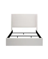 Streamdale Caron Textured Ivory Canvas Chenille Wingback Bed - Queen, Easy Assembly