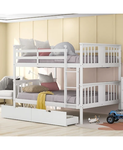 Streamdale Furniture + Full Over Wood Drawers & Ladder Bunk Bed