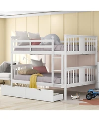 Streamdale Furniture + Full Over Wood Drawers & Ladder Bunk Bed