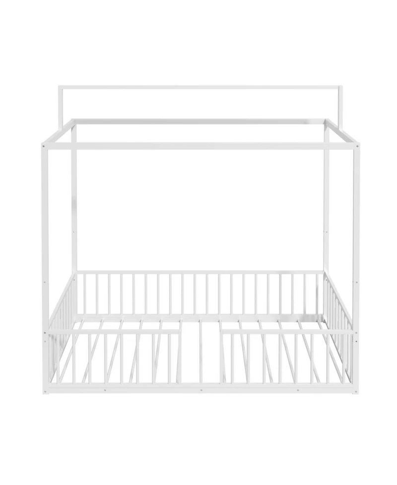 Streamdale Furniture Streamdale Montessori 3-in-1 Convertible Metal Toddler Bed with Canopy, Twin, Black