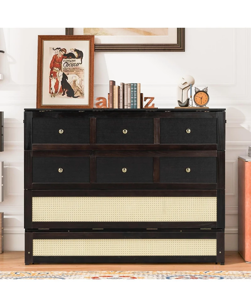 Streamdale Furniture Full Murphy Bed with Large Drawers, Gray