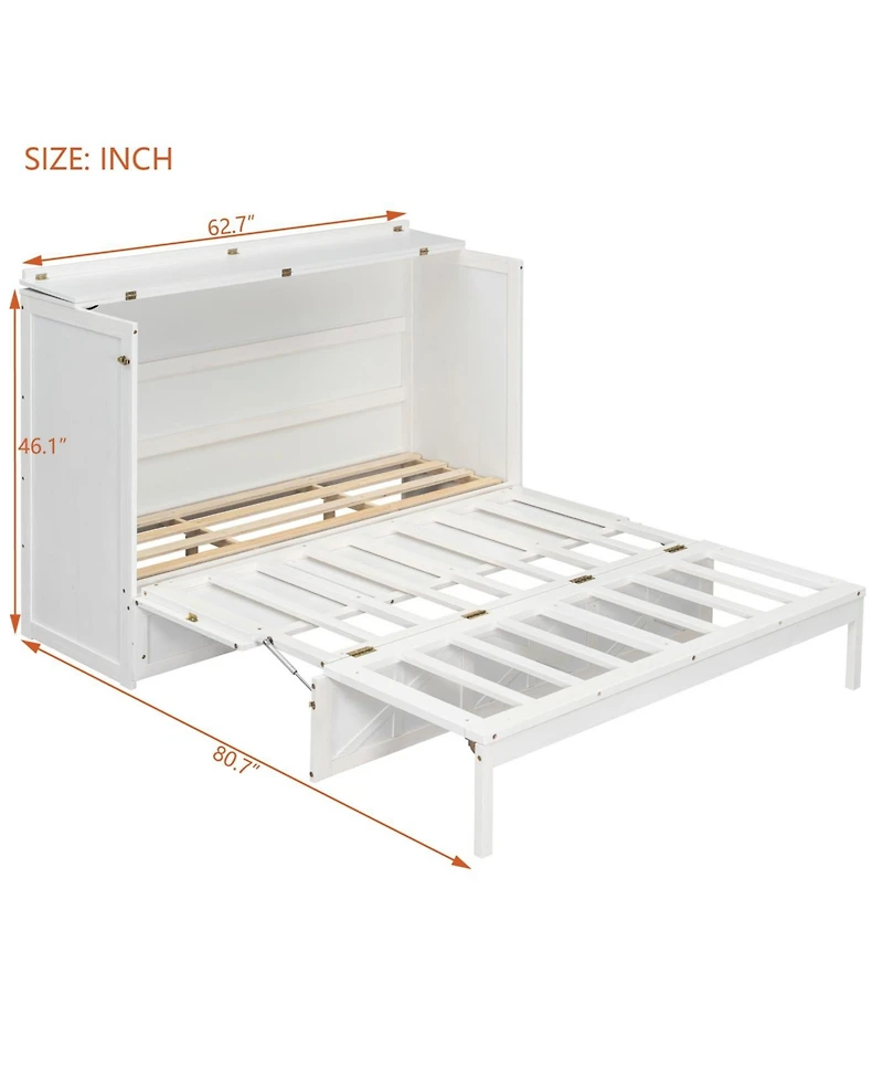 Streamdale Furniture Queen Murphy Bed with Large Drawers and Usb, Brushed Gray