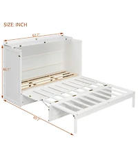 Streamdale Furniture Queen Murphy Bed with Large Drawers and Usb, Brushed Gray