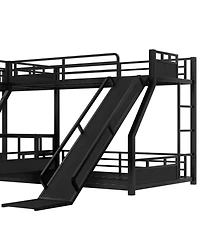 Streamdale Furniture L-Shaped Metal Bunk Bed (Twin Xl/Queen) w/ Loft, Desk, Shelves, Slide - Black