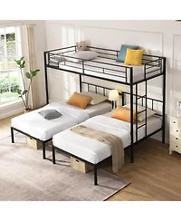 Streamdale Furniture Streamdale Twin Over Twin Over Twin Triple Bunk Bed with Vertical Ladder and Safety Rail