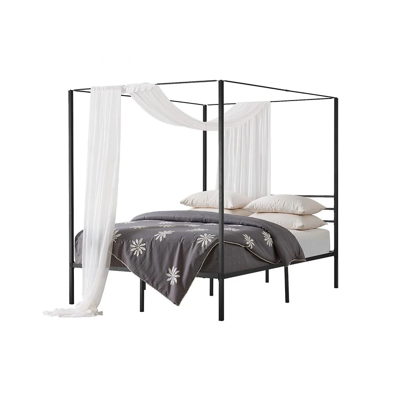 Slickblue 82.5 x 60.2 x 72 in / 2095 x 1530 x 1830 mm Metal Canopy Bed Frame with Elegant Four Poster Design