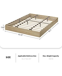 gaomon Queen Size Solid Wood Platform Bed with Minimalist Floor Design and Robust Wooden Slat Support, No Box Spring Needed