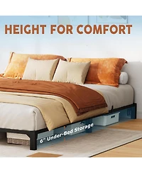 gaomon Heavy Duty Metal Bed Frame, 6 Inch High Platform, No Box Spring Needed, Iron Slats, 800 Lbs