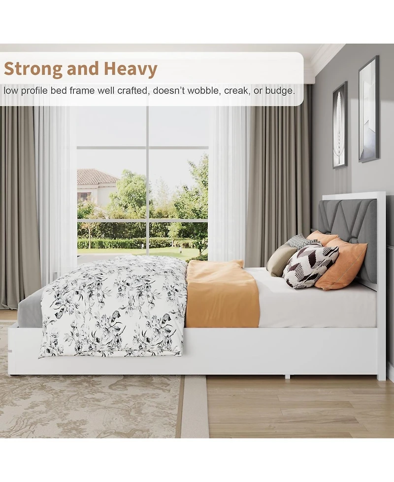 gaomon Queen Size Under Bed Storage, Easy Assembly, Heavy Duty Steel Slats Metal Platform Bed Frame