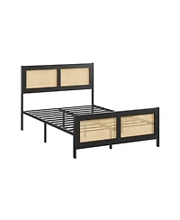 gaomon Queen Size Bed Frame Boho Cane Headboard Metal Platform