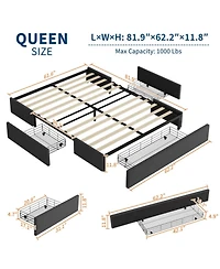 gaomon Queen Size Upholstered Platform Bed Frame