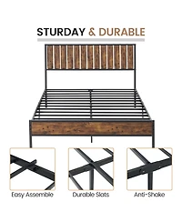 gaomon Full Size Platform Bed Frame Space Saving, for Living Room, Guest Room