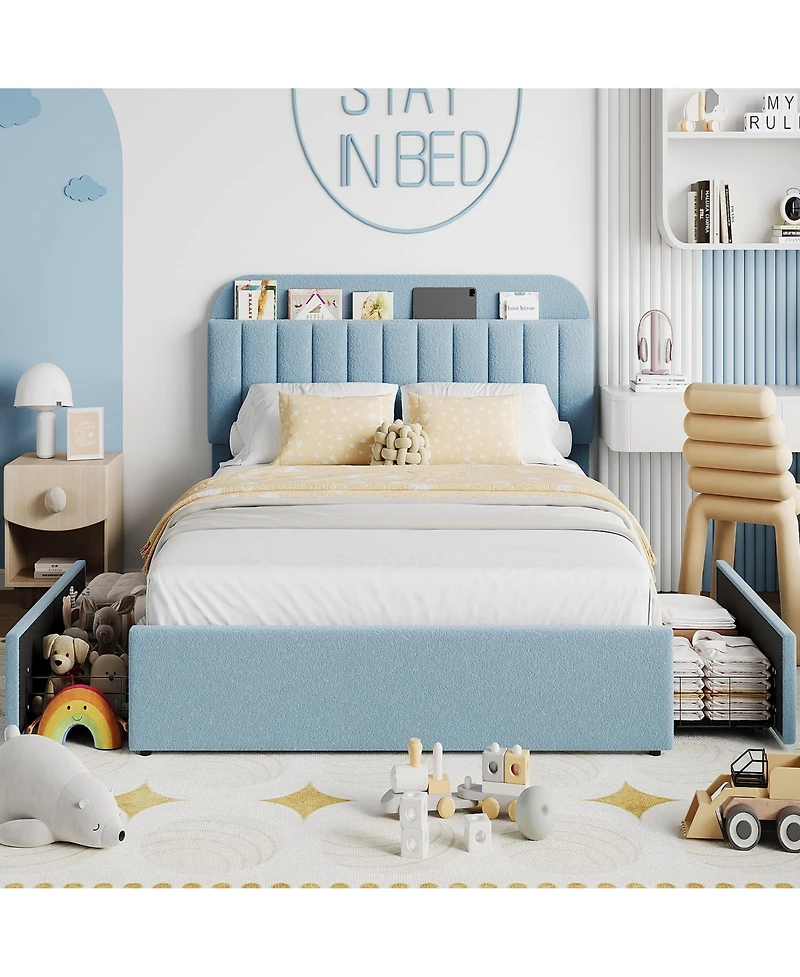 gaomon Full Bed Frame with Storage Headboard